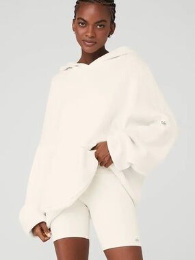 ALO Yoga Scholar Hooded Sweater In Ivory- Size L (read description)